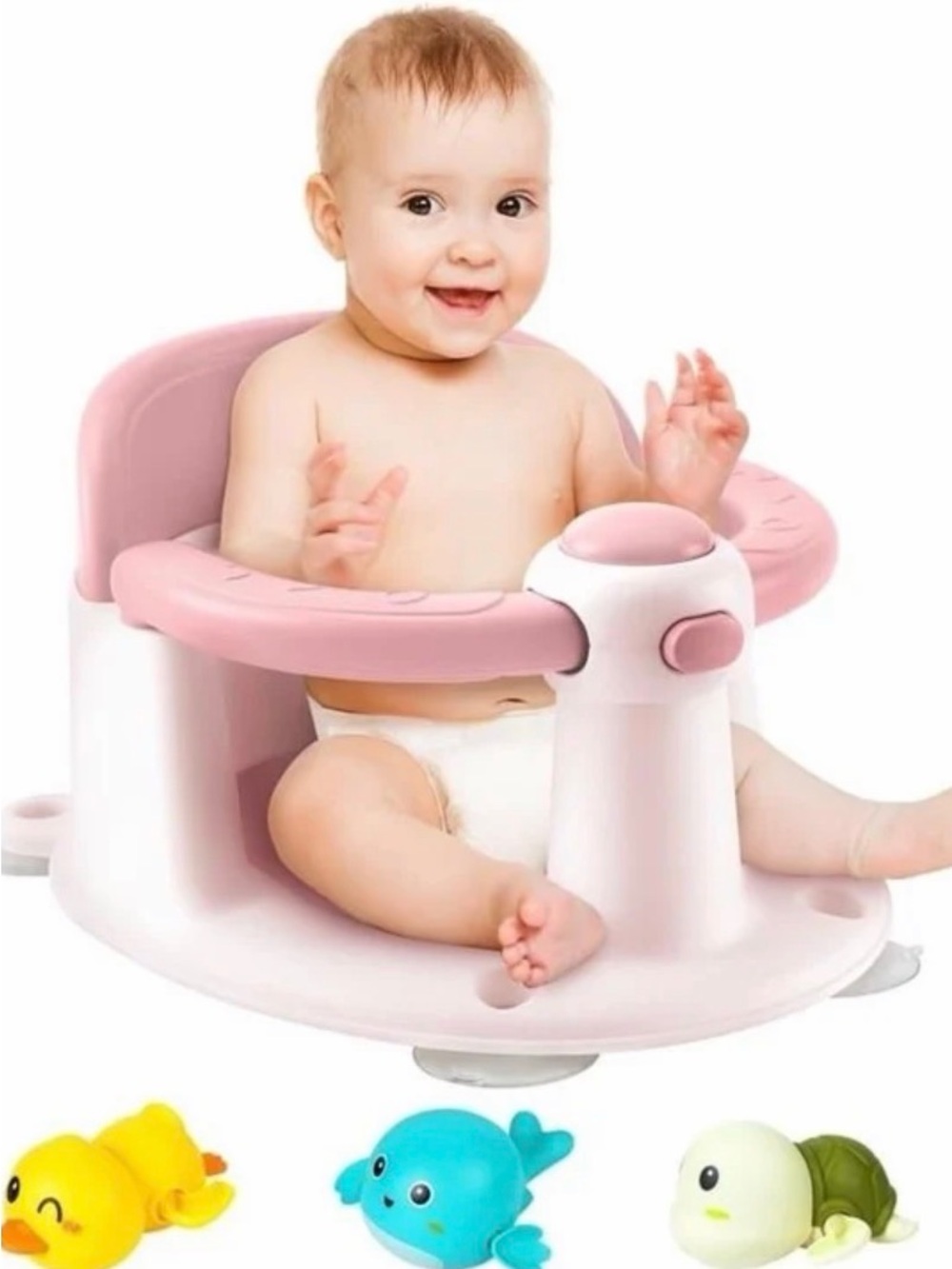 Baby Bath Seat with Pink Trim